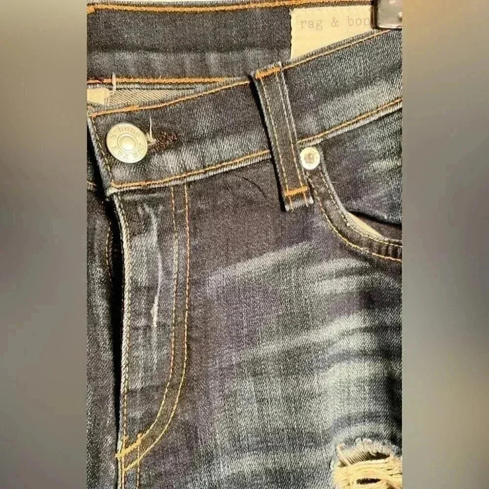 Rag and bone “skinny” Sheffield casual trendy distressed 5 pocket denim jean 27 - Picture 4 of 4